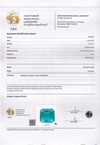 Laboratory report for GLC FULL CERTIFIED 2.05ct Octagon Natural Bluish Green Emerald - Colombia Gem