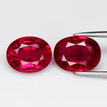 Pair 2pcs/3.07ct Oval Natural Pinkish Red Burmese Ruby - Heated Only No Glass