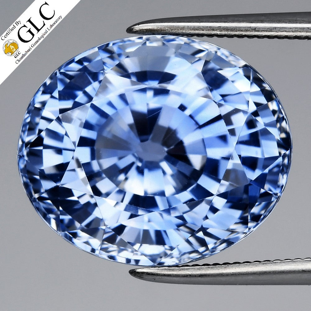 GLC Certified FULL Certified Big 12.44ct IF Oval Natural Sapphire - Heated Sri-Lanka Gem