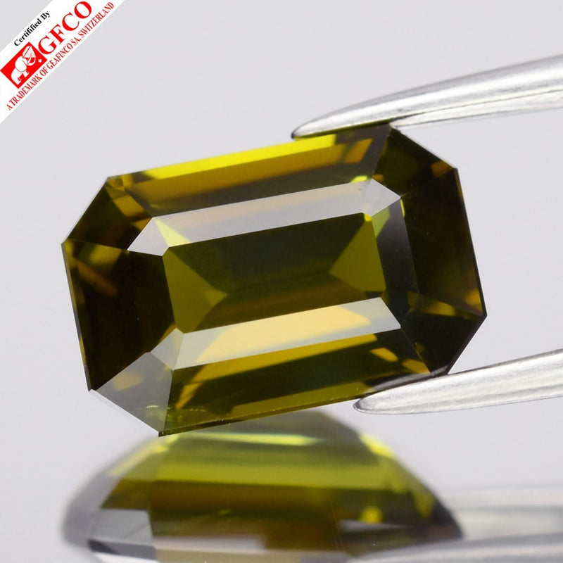GFCO FULL CERTIFIED 3.04ct VVS Octagon Natural Greenish Yellow Chrysoberyl