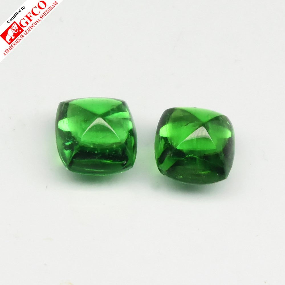 GFCO CERTIFIED Pair 2pcs/3.89ct Cushion Natural Vivid Green Tsavorite Garnet
