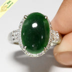 EMIL CERTIFIED 4.96ct Oval Cabochon Natural Green Jade - Untreated Burma Gem