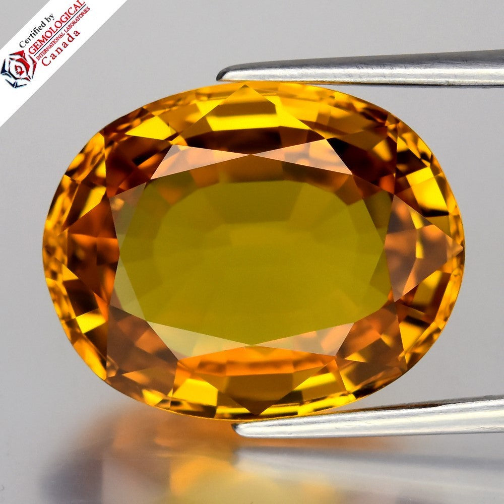 Certified GIL Certified Big!12.62ct IF Oval Natural Yellow Sapphire - Thailand Gemstone