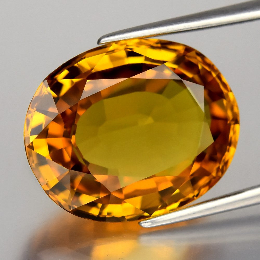 Certified GIL Certified Big!12.62ct IF Oval Natural Yellow Sapphire - Thailand Gemstone — view 2