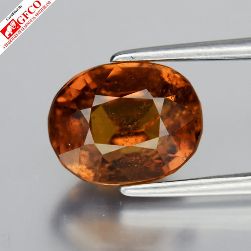 GFCO CERTIFIED Unheated 3.65ct Oval Natural Vivid Orange Sapphire - Madagascar — view 1