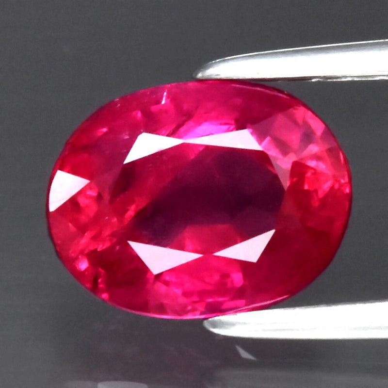 1.91ct 8x6.2mm Oval Natural Pinkish Red Ruby, Mozambique Gemstone