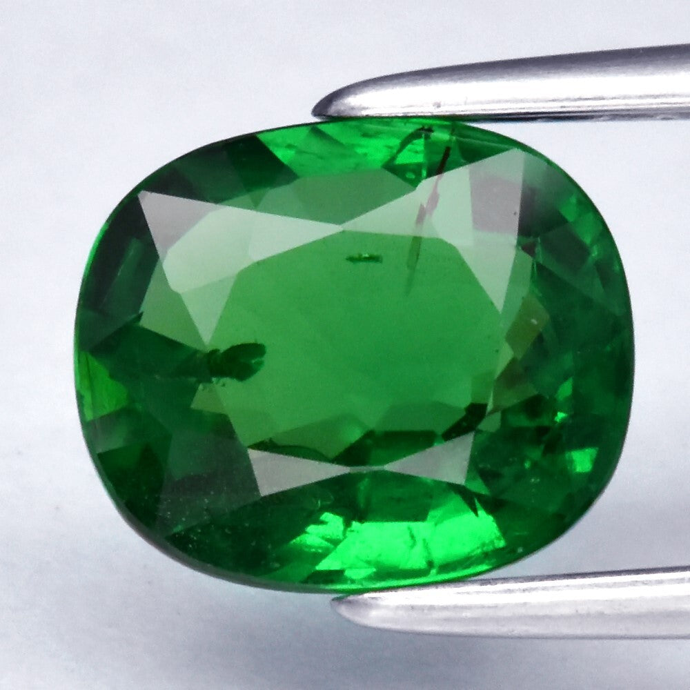 1.70ct 7.8x6.5mm Cushion Natural Shocking Green Tsavorite Garnet, Tanzania — view 1