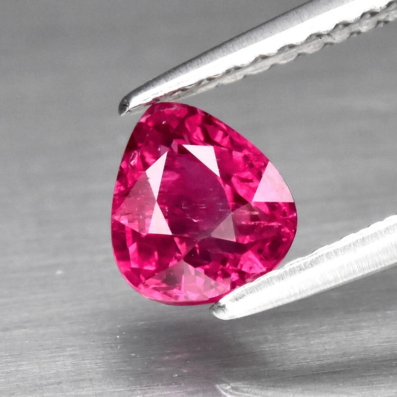 CERTIFICATE Incl.* 0.93ct Pear Natural Purple-Red Ruby Thailand Gemstone
