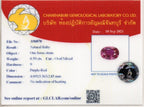 Laboratory report for CERTIFICATE Incl.* 0.59ct VS Oval Natural Unheated Purple-Red Ruby, Mozambique