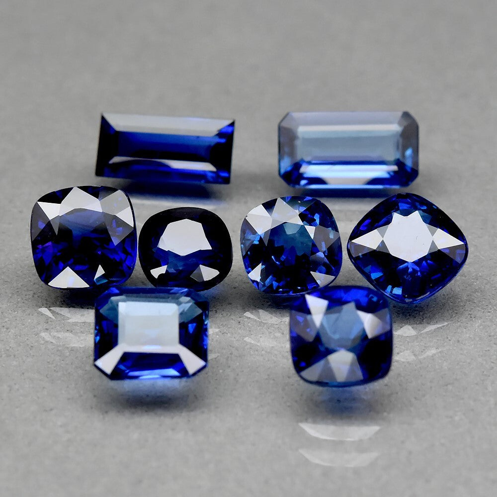 8pcs Lot 9.63ct t.w VS-IF ComboMix-Shape Royal Blue Sapphire MadagascarGemstone