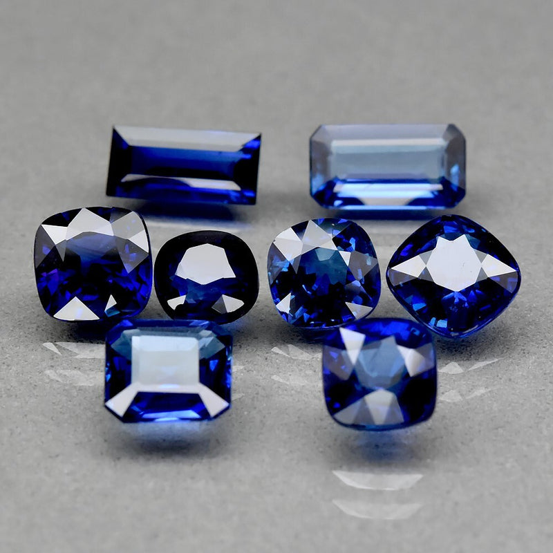 8pcs Lot 9.63ct t.w VS-IF ComboMix-Shape Royal Blue Sapphire MadagascarGemstone