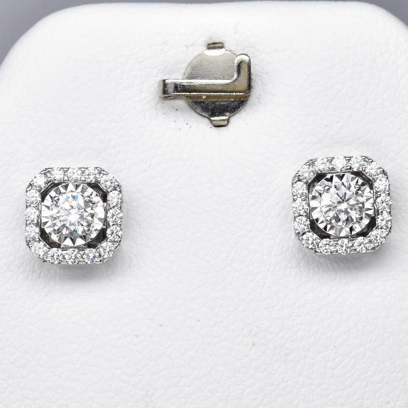 Natural Diamond Earrings in 18K WHITE GOLD 0.27ct Center 0.22ct Side F/VVS Dia
