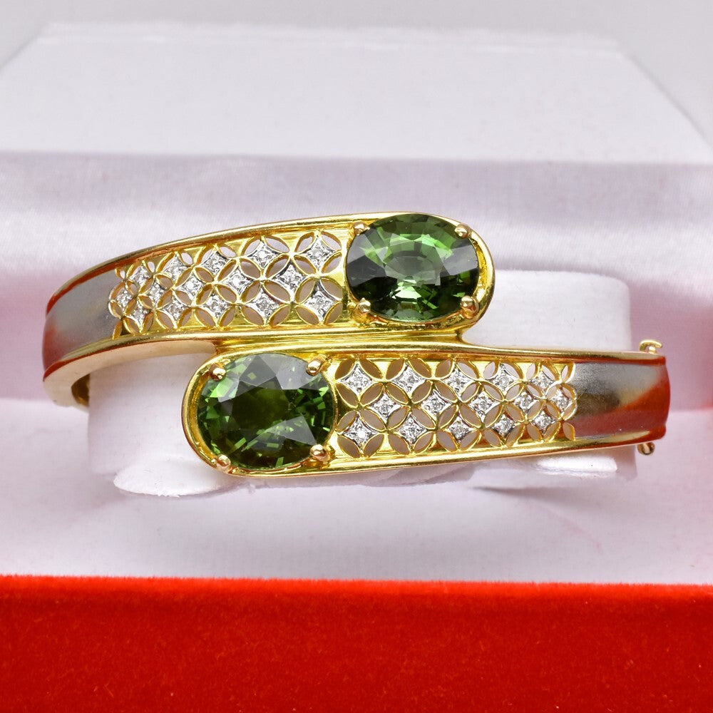 Tourmaline Sapphire Diamond Set in 22K YELLOW GOLD 28.90ct t.w & 0.73ct t.w Dia — view 2
