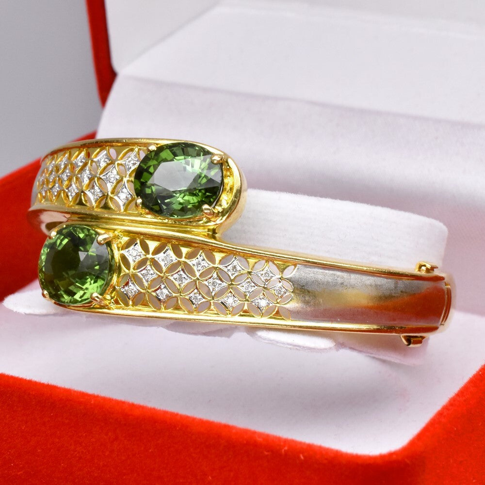 Tourmaline Sapphire Diamond Set in 22K YELLOW GOLD 28.90ct t.w & 0.73ct t.w Dia — view 3