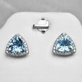 Natural Aquamarine Diamond Earring in 18K WHITE GOLD 2.04ct &amp; 0.17ct E/VVS Dia