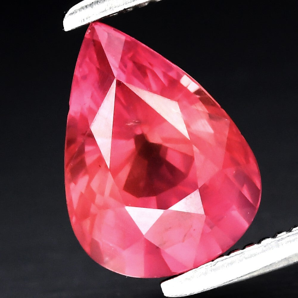 CERTIFICATE Incl.* 1.59ct Pear Natural Orangy Pink Sapphire Gemstone *Heated — view 1
