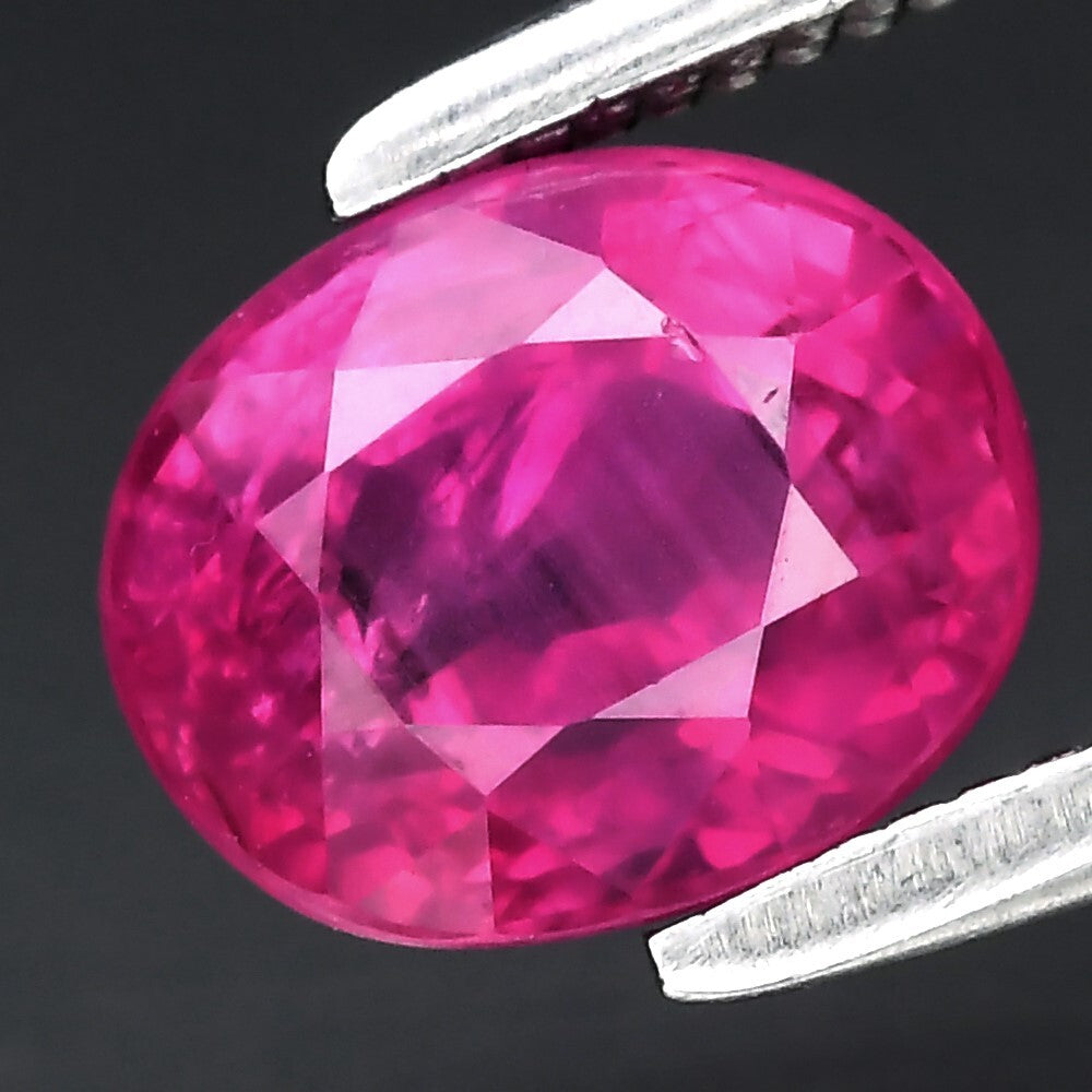 CERTIFICATE Incl.*1.24ct Oval Natural Unheated Purplish Red Ruby Gemstone Africa — view 1