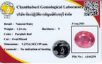Laboratory report for CERTIFICATE Incl.*1.24ct Oval Natural Unheated Purplish Red Ruby Gemstone Africa