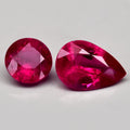 CERTIFIED* Pair 2pcs/3.11ct t.w Round &amp; Pear Natural Purplish Red Ruby *Heated