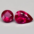 CERTIFIED* Pair 2pcs/3.11ct t.w Round &amp; Pear Natural Purplish Red Ruby *Heated