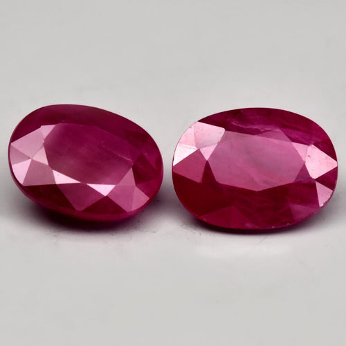 CERTIFICATE Incl.* Pair 2pcs/5.67ct t.w Oval Purplish Red Ruby Gemstone *Heated
