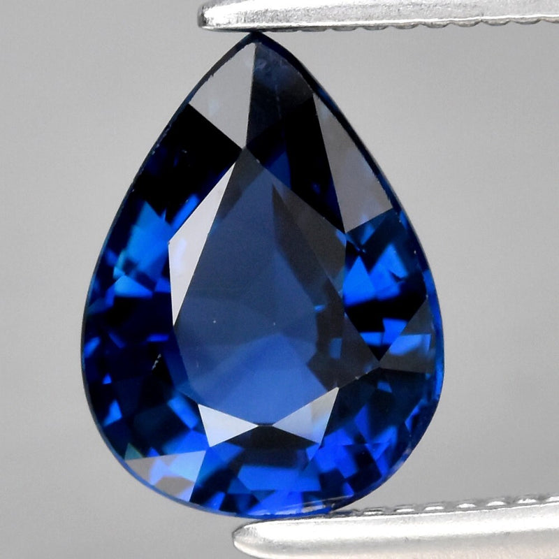1.29ct 8x6mm VVS Pear Natural Blue Sapphire Gemstone Tanzania, Heated