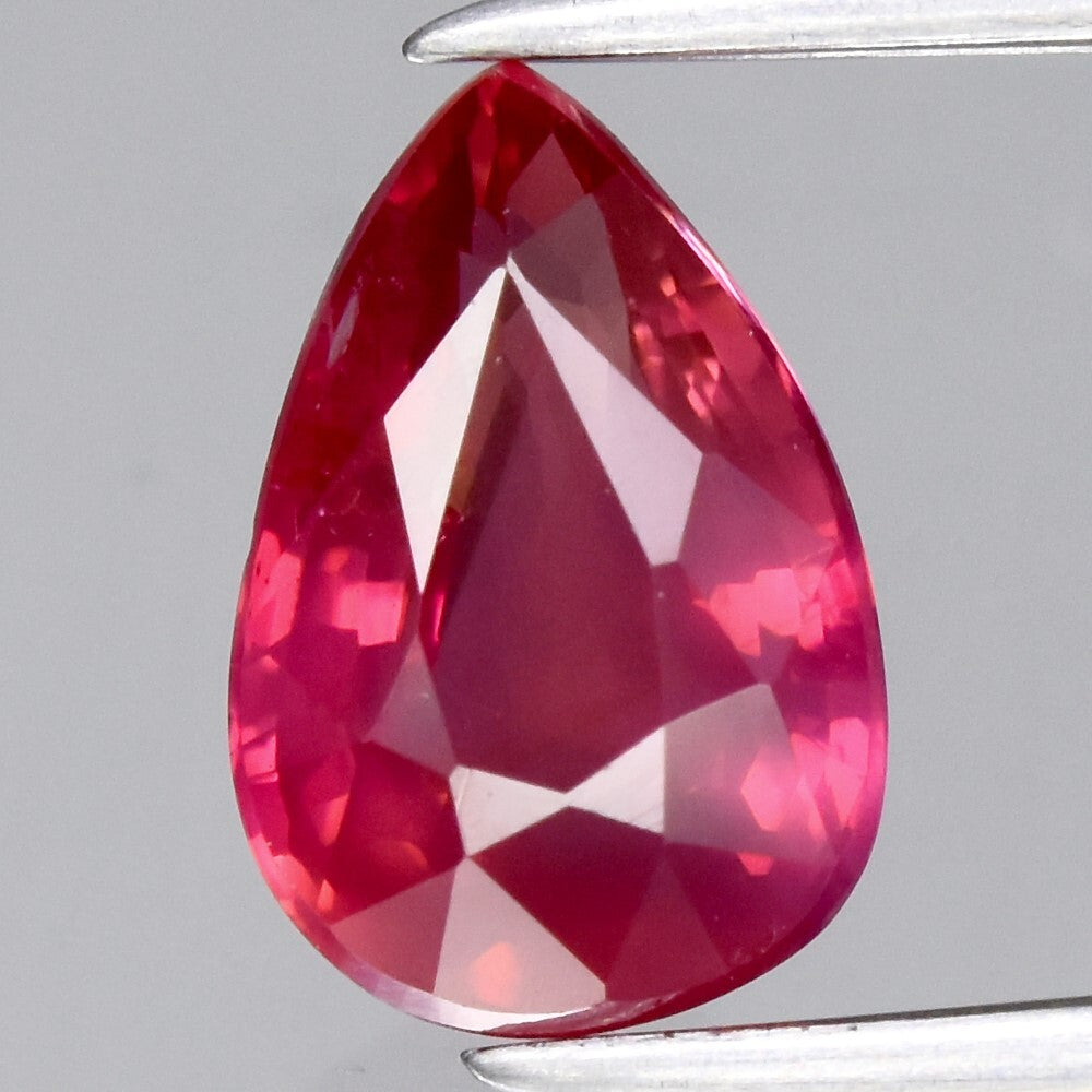 CERTIFICATE Incl.* 1.03ct Pear Natural Unheated Purplish Red Ruby, Mozambique — view 1