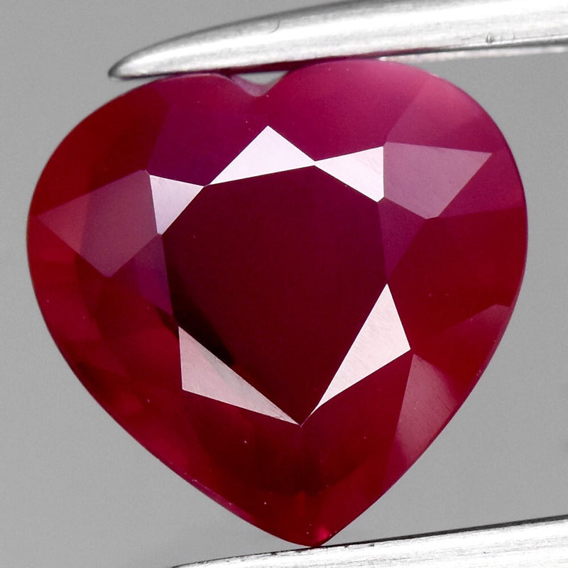 1.32ct 6.7x6.8mm Heart Natural Unheated Purplish Red Ruby Gemstone, Mozambique
