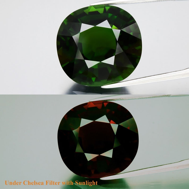 Big! 15.41ct 16.7x16mm IF Cushion Natural Unheated Green Chrome Tourmaline