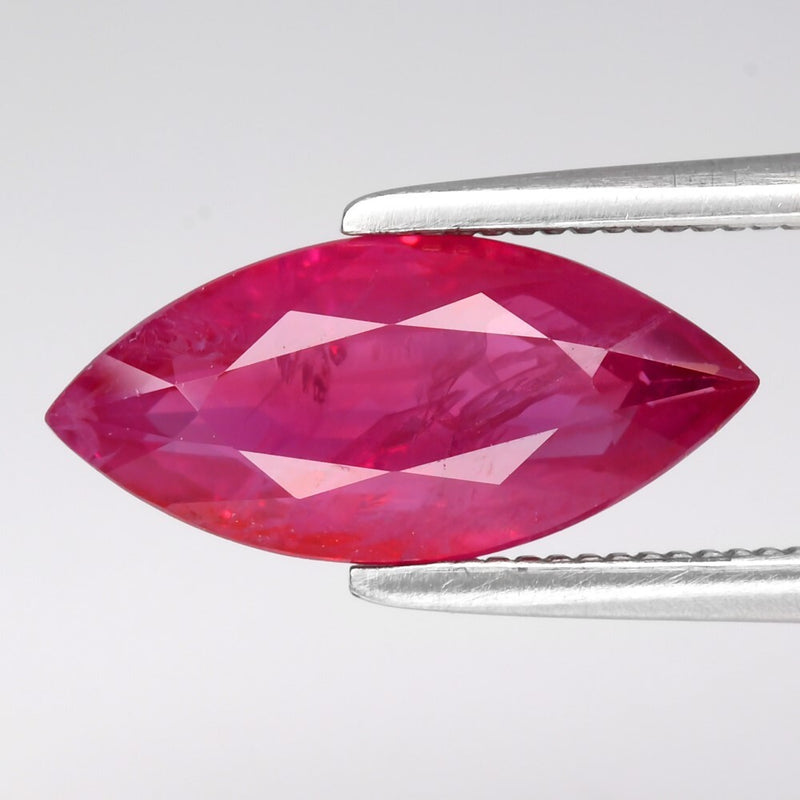 2.03ct 11.8x5.5mm Marquise Natural Purplish Red Ruby - Heated, Myanmar Gem