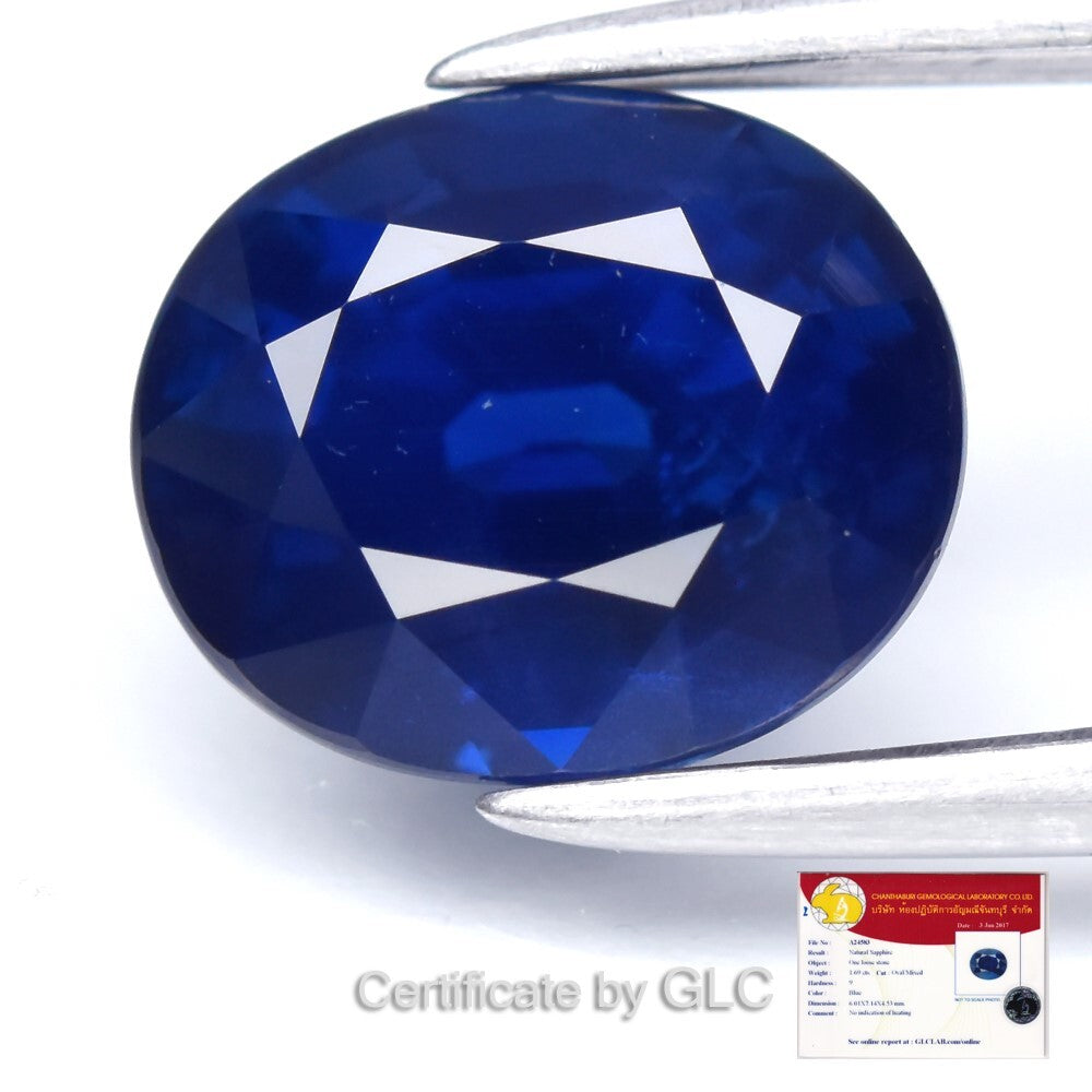 GLC Report 1.69ct VS Oval Natural Blue Sapphire - Unheated, Madagascar Gem — view 1