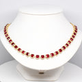 Ruby Cubic Zirconia Necklace &amp; Earrings in 925 Sterling Silver (Gold Plated) — view 1
