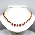 Ruby Cubic Zirconia Necklace &amp; Earrings in 925 Sterling Silver (Gold Plated) — view 1