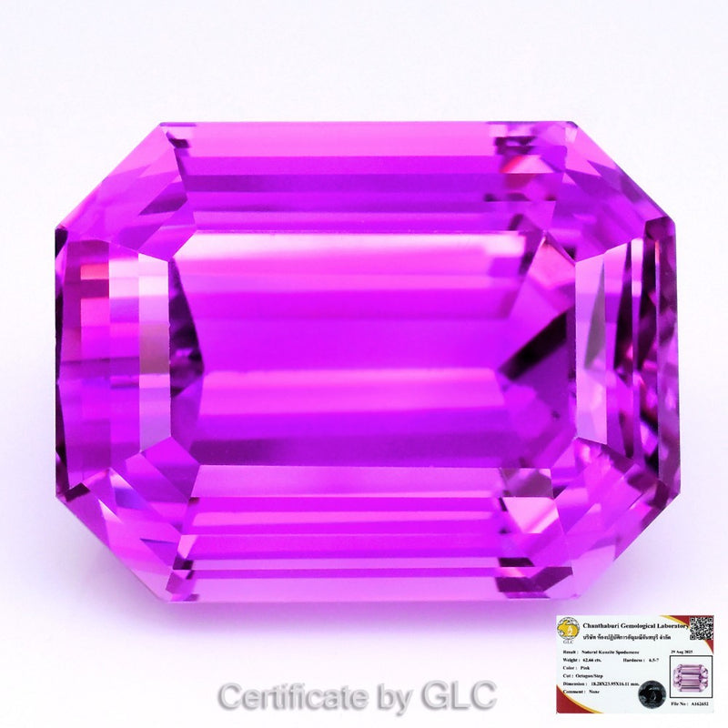 Marvelous 62.66ct Natural Electric Magenta Pink Kunzite (IF) Certified by GLC