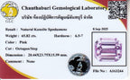 Laboratory report for GLC CERTIFIED Gigantic! 65.82ct VVS Octagon Natural Pink Kunzite - Superb Gem