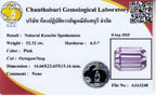 Laboratory report for GLC CERTIFIED Large! 52.32ct VVS Octagon Natural Pink Kunzite - Elegant Gem