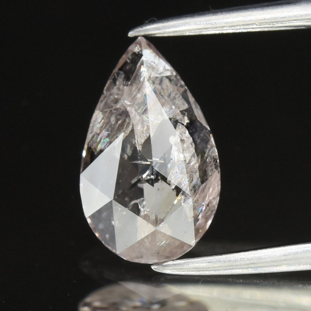 0.72ct Pear Rose Cut Natural Untreated Fancy Pinkish Brown Diamond I1 — view 1