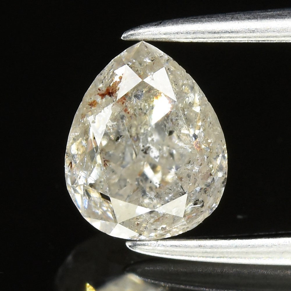 0.81ct 6.2x5mm Pear Natural Untreated Fancy White Salt & Pepper Diamond I1 — view 1