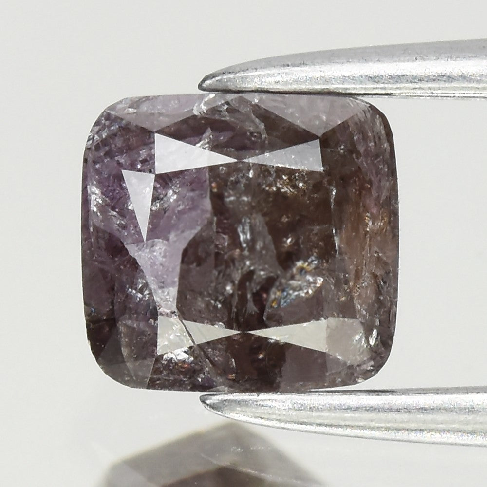0.87ct 5.2x5mm Cushion Natural Untreated Fancy Purple Brown Diamond I2 — view 1