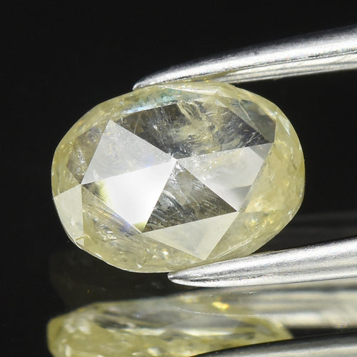 0.93ct 7.2x5.5mm Oval Rose Cut Natural Untreated Fancy Yellow Diamond I1 — view 1
