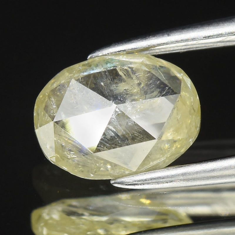 0.93ct 7.2x5.5mm Oval Rose Cut Natural Untreated Fancy Yellow Diamond I1