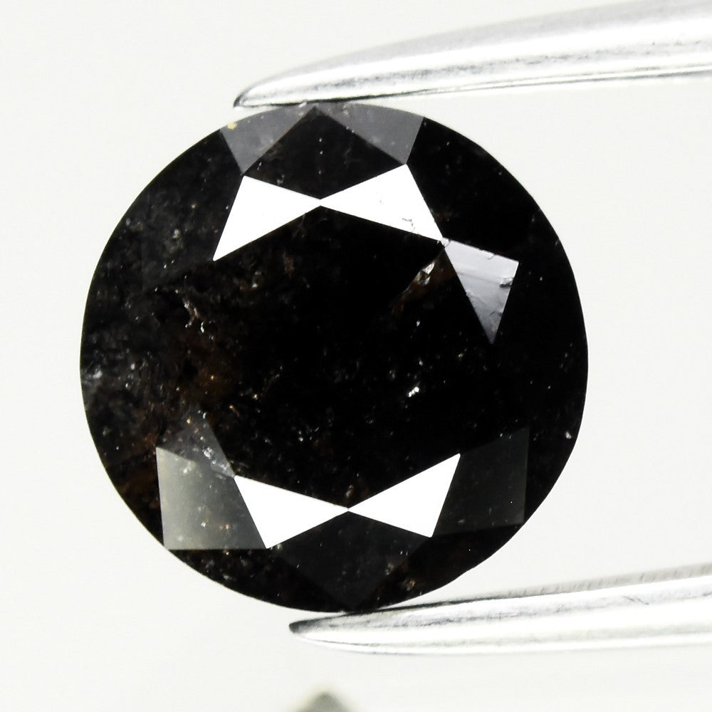Rare! 1.09ct Round Brilliant Natural Untreated AAA Fancy Jet Black Diamond I1 — view 1
