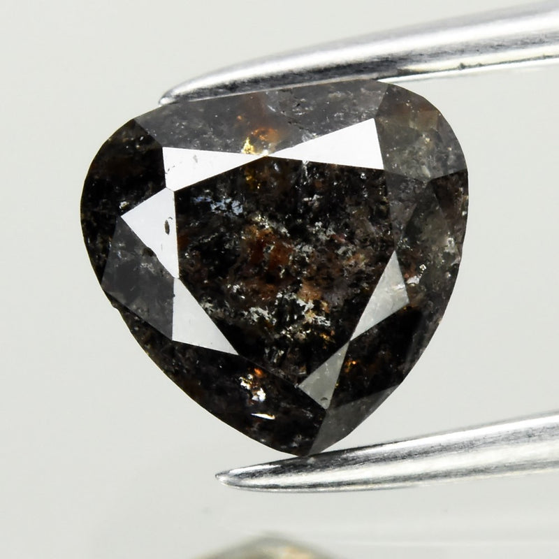 1.49ct 6.8x6.3mm Pear Natural Untreated Fancy Galaxy Salt &amp; Pepper Diamond I1