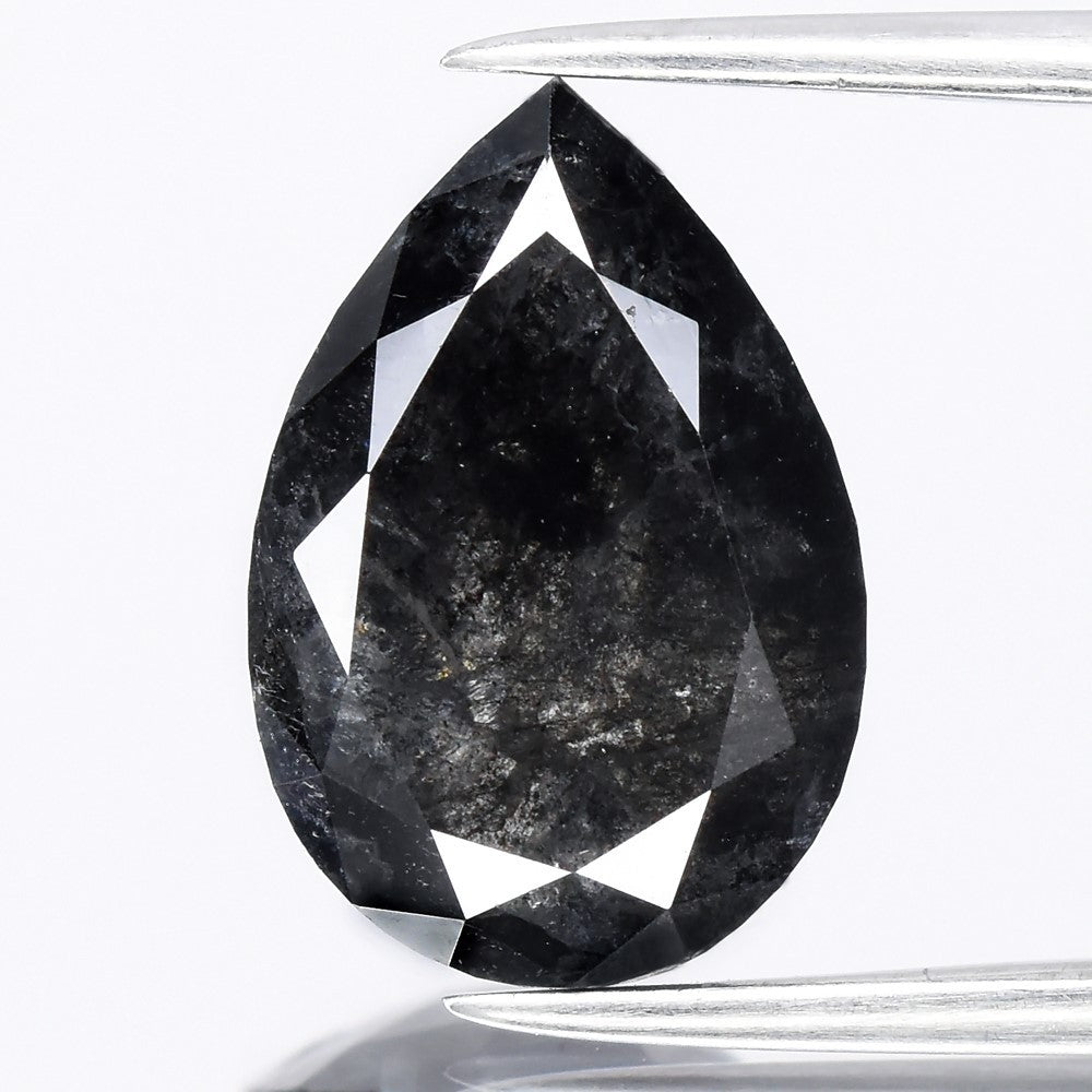 2.93ct Pear Natural Untreated Fancy Jet Black Diamond Opaque (AAA)