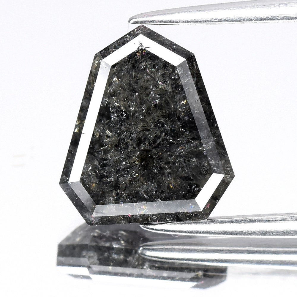 3.30ct Shild Cut Natural Untreated Fancy Salt & Pepper Diamond Opaque (AAA)