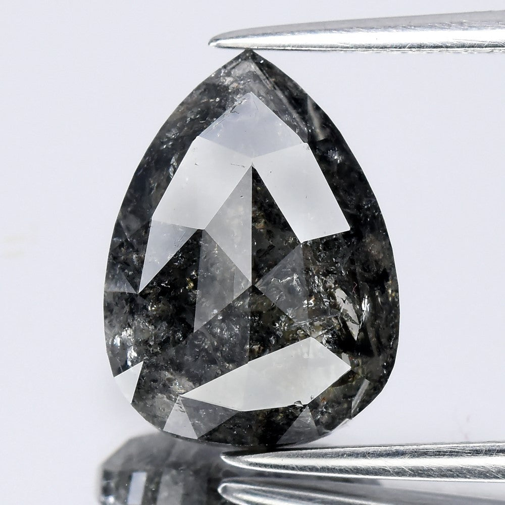 5.75ct Pear Natural Untreated Fancy Salt & Pepper Diamond Opaque (AAA)