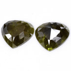 Pair 2pcs/24.03ct Heart Natural Untreated Fancy Yellow Green Diamond Opaque