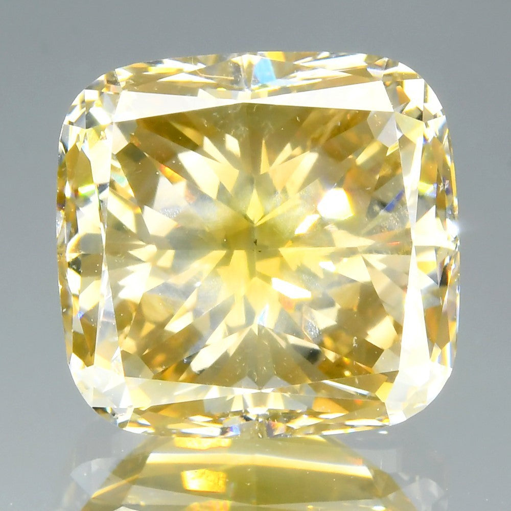 5.05ct Cushion Natural Untreated Fancy Greenish Yellow Diamond Africa SI1
