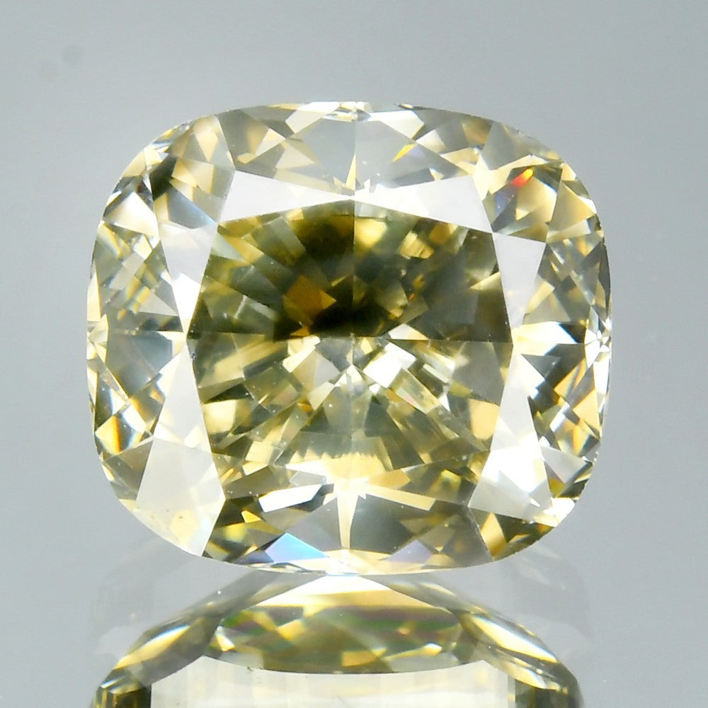 4.41ct Cushion Natural Untreated Fancy Grayish Green Diamond Africa SI1