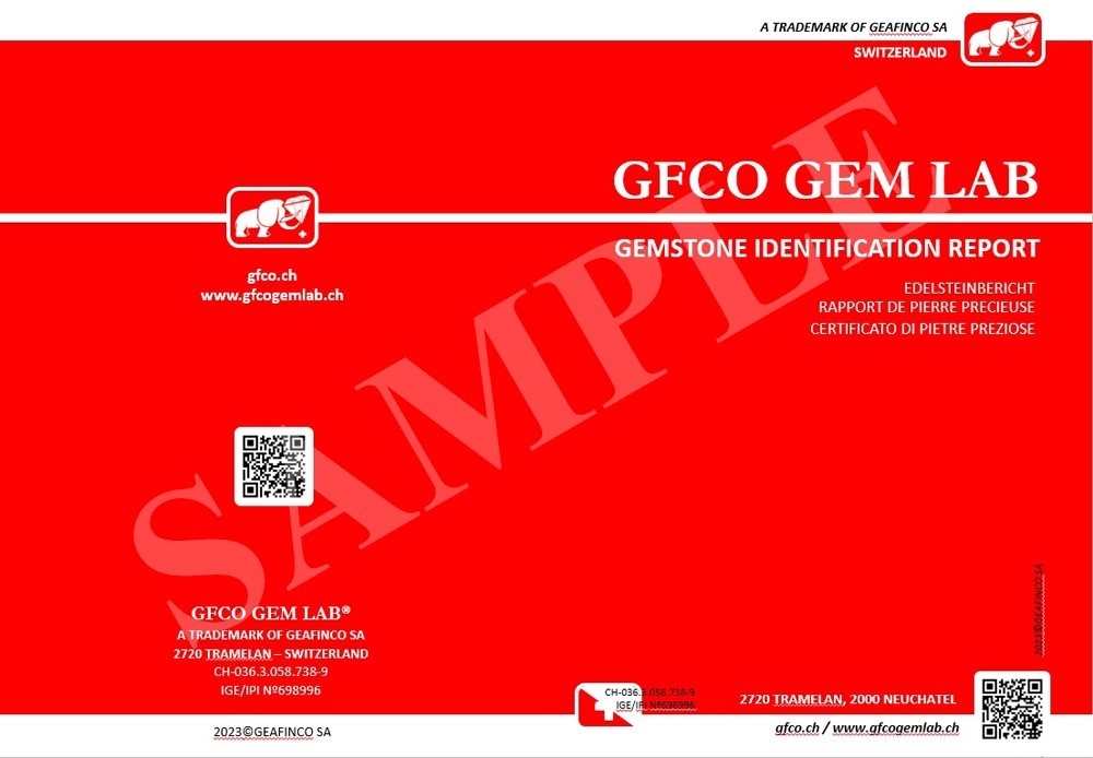 GFCO GEM LAB® Swiss Gem Certificate - Professional Gemological Full Certificate